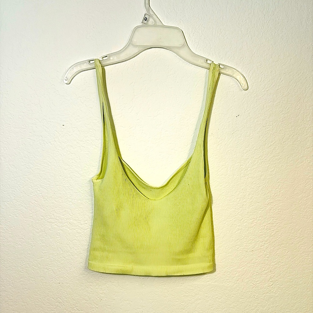 Free People Lime Ribbed Tank Top
